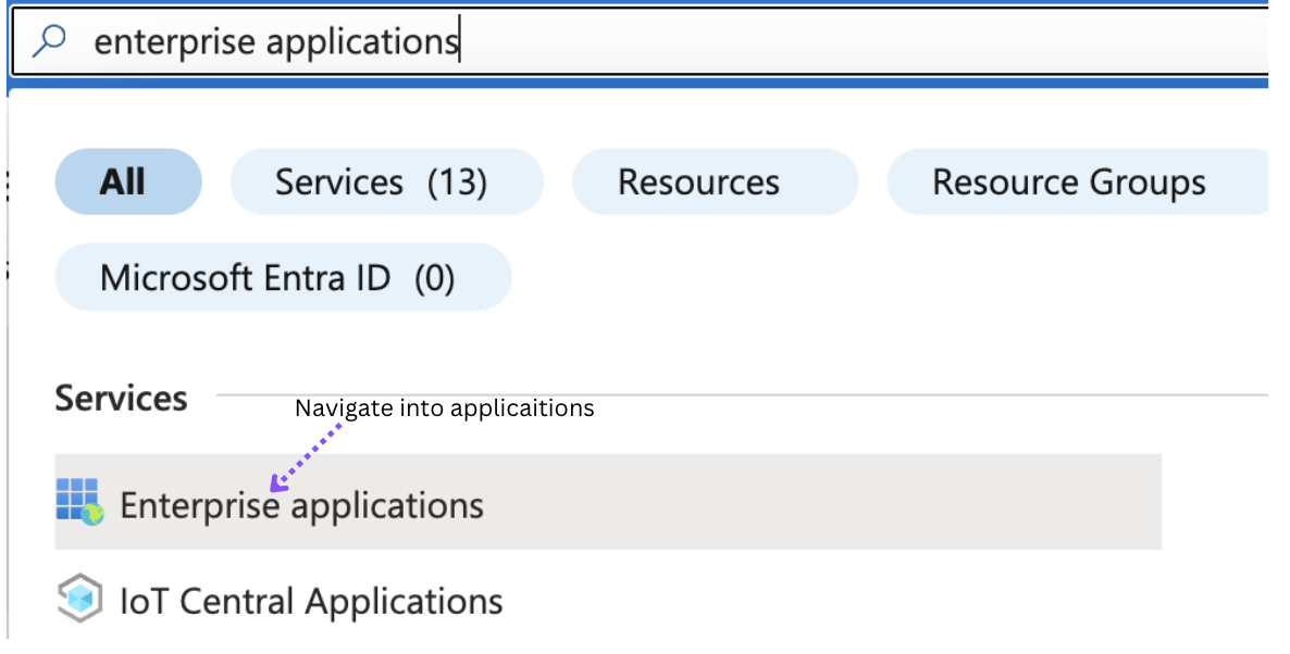 Navigate to enterprise application