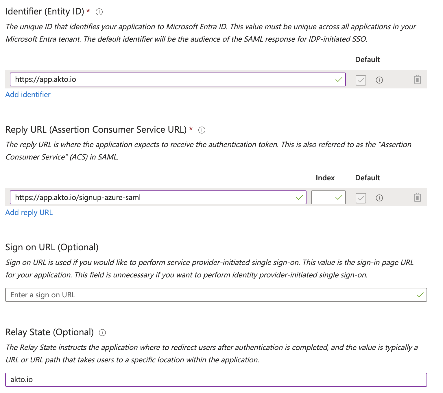 SAML configs